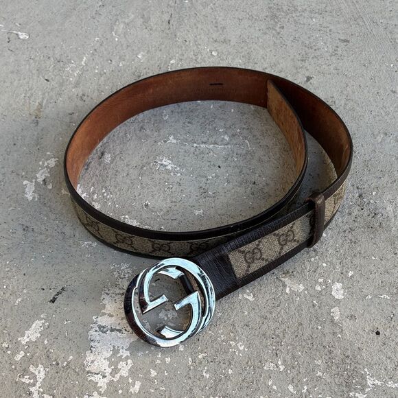 Gucci coated canvas monogram belt